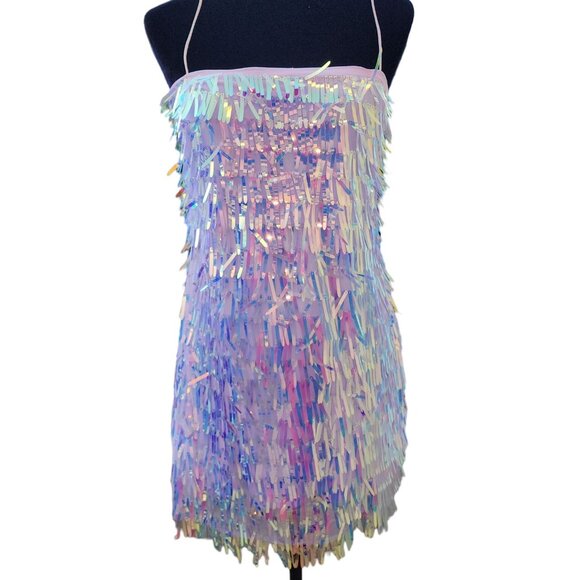 Holiday Beaded Fringes Luxury Designer Runway Cocktail Evening Party Prom Dress - Picture 13 of 16